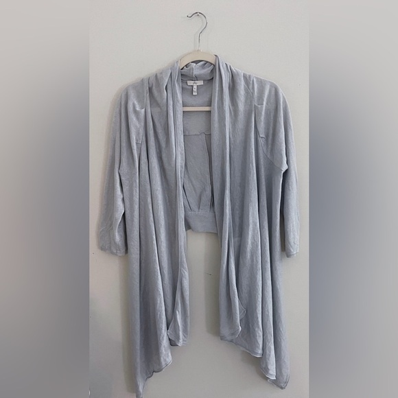 Joie Linen Silk Light Gray Open Front High Low Cardigan Medium Romance - Picture 1 of 7